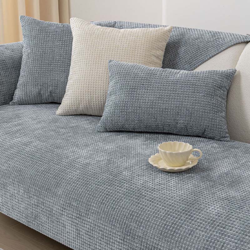 Delicate Chenille Waffle Sofa Cover – Pet-Friendly Furniture Protector