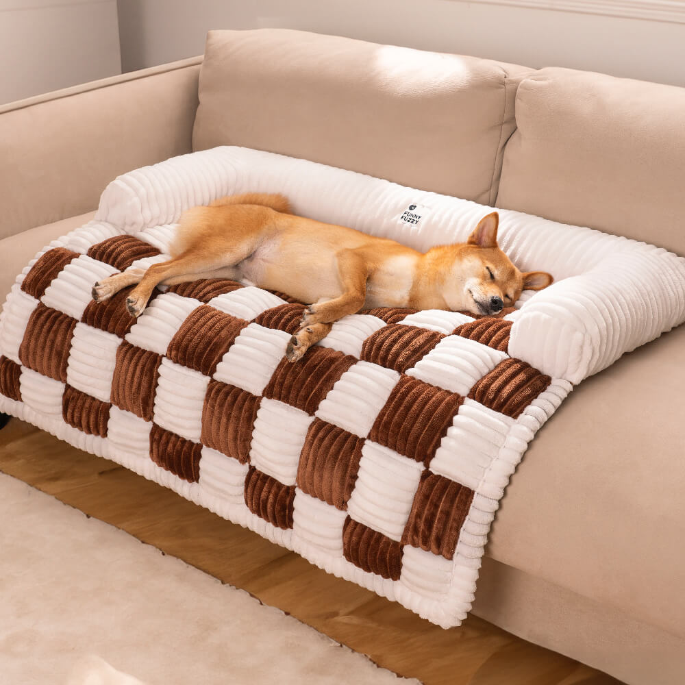 Cream Plaid Cosy Dog Mat – Furniture Protector & Pet Comfort