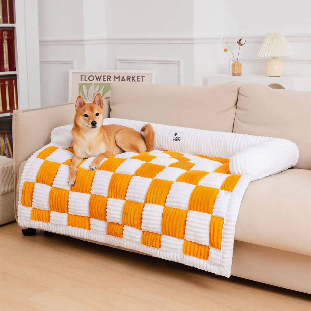 Cream Plaid Cosy Dog Mat – Furniture Protector & Pet Comfort