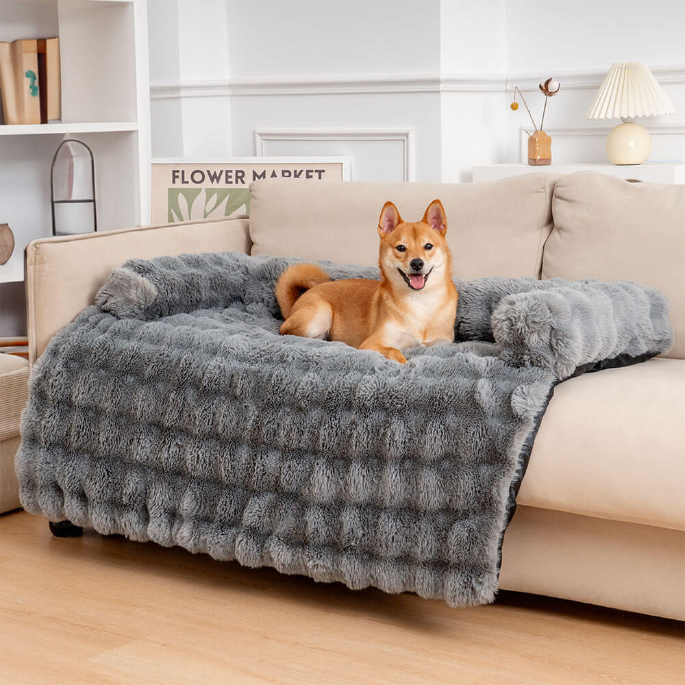 Fuzzy Dog Bed & Sofa Protector – Calming Pet Mat for Anxiety Relief