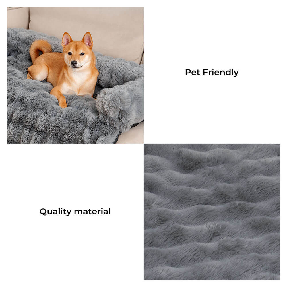 Fuzzy Dog Bed & Sofa Protector – Calming Pet Mat for Anxiety Relief