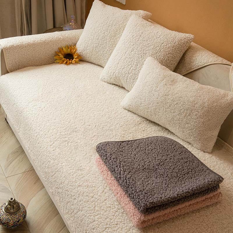 Ultrasoft Teddy Fleece Pet Sofa Cover – Warm & Non-Slip Protection