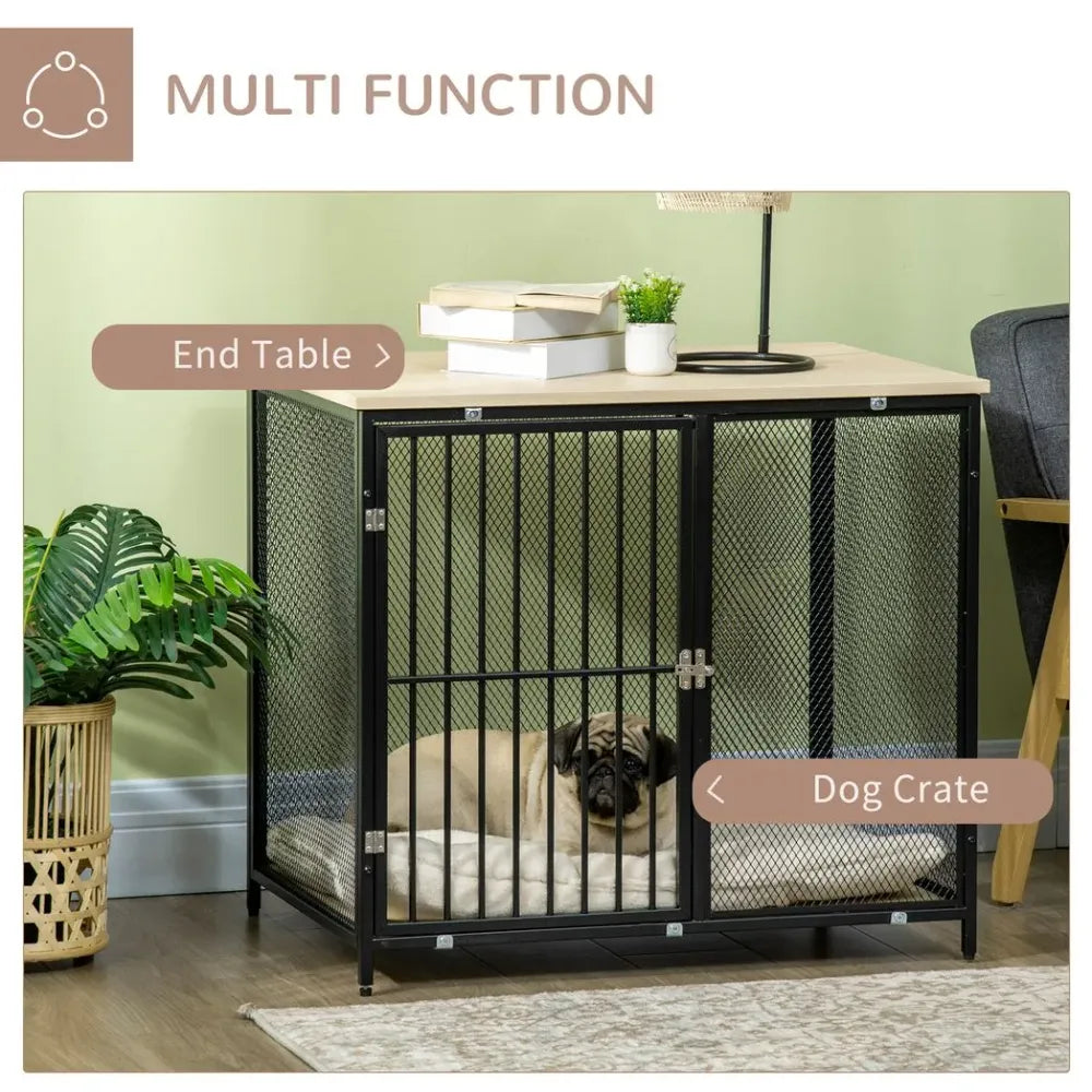 2-in-1 Dog Crate and End Table with Front Door, Washable Cushion – For Small & Medium Dogs