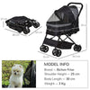 PawHut Pet Stroller with Reversible Handle | Foldable Dog Carriage with Reversible Handle | Black