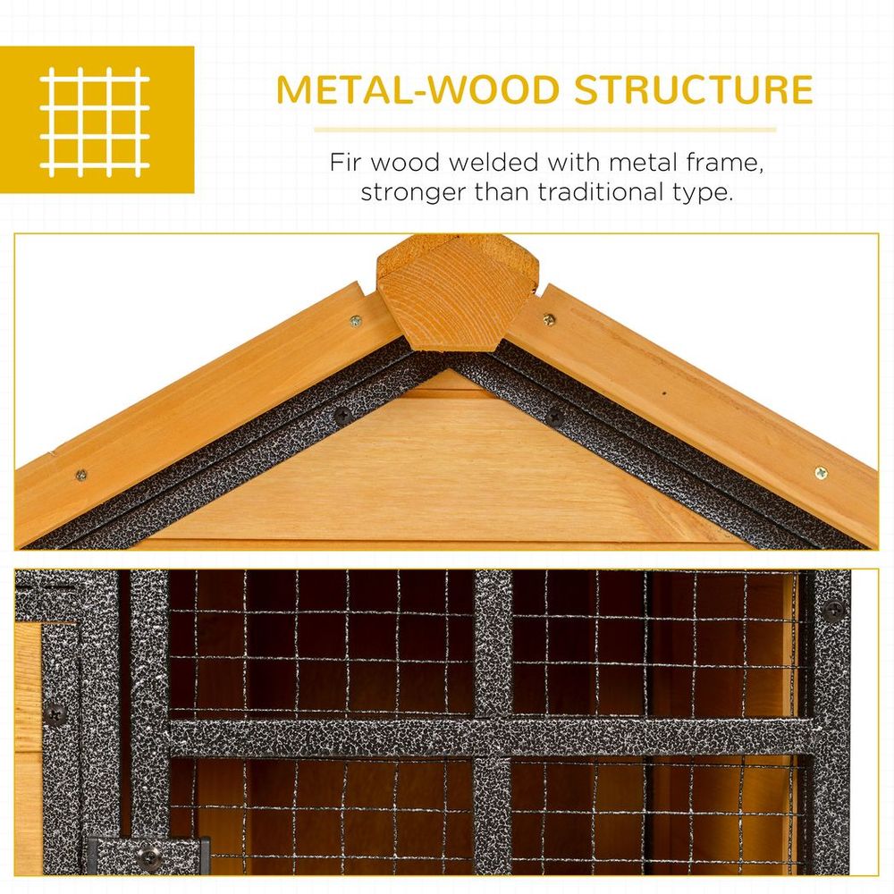 Large Outdoor Rabbit Hutch with Ramp, Weatherproof Roof & Spacious House for Small Pets