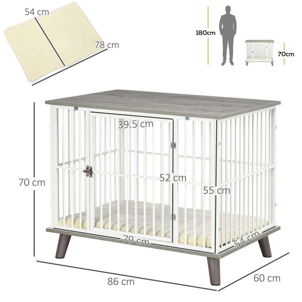 PawHut Dog Crate End Table | Stylish Kennel & Side Table Combo | for Small/Medium Dogs