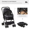 PawHut Pet Stroller with Reversible Handle | Foldable Dog Carriage with Reversible Handle | Black