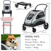 Pet Stroller for Medium Dogs & Cats | 4-Wheel Pushchair Foldable Design & Safety Leash | Grey