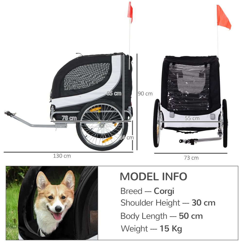 Pet Bicycle Trailer | Dog/Cat Bike Carrier | Water-Resistant | Black | Safe & Comfortable Travel for Dogs & Cats