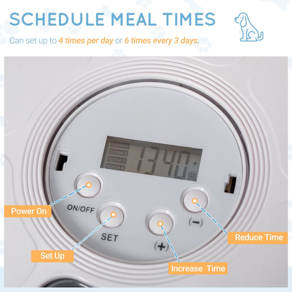 Automatic Six-Meal Pet Feeder with Digital Timer & LED Display | Easy-Clean Food Dispenser