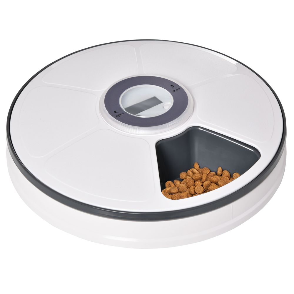 Automatic Six-Meal Pet Feeder with Digital Timer & LED Display | Easy-Clean Food Dispenser