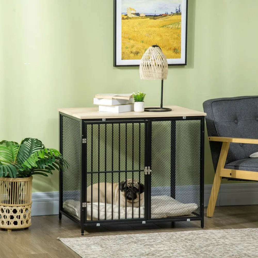 2-in-1 Dog Crate and End Table with Front Door, Washable Cushion – For Small & Medium Dogs