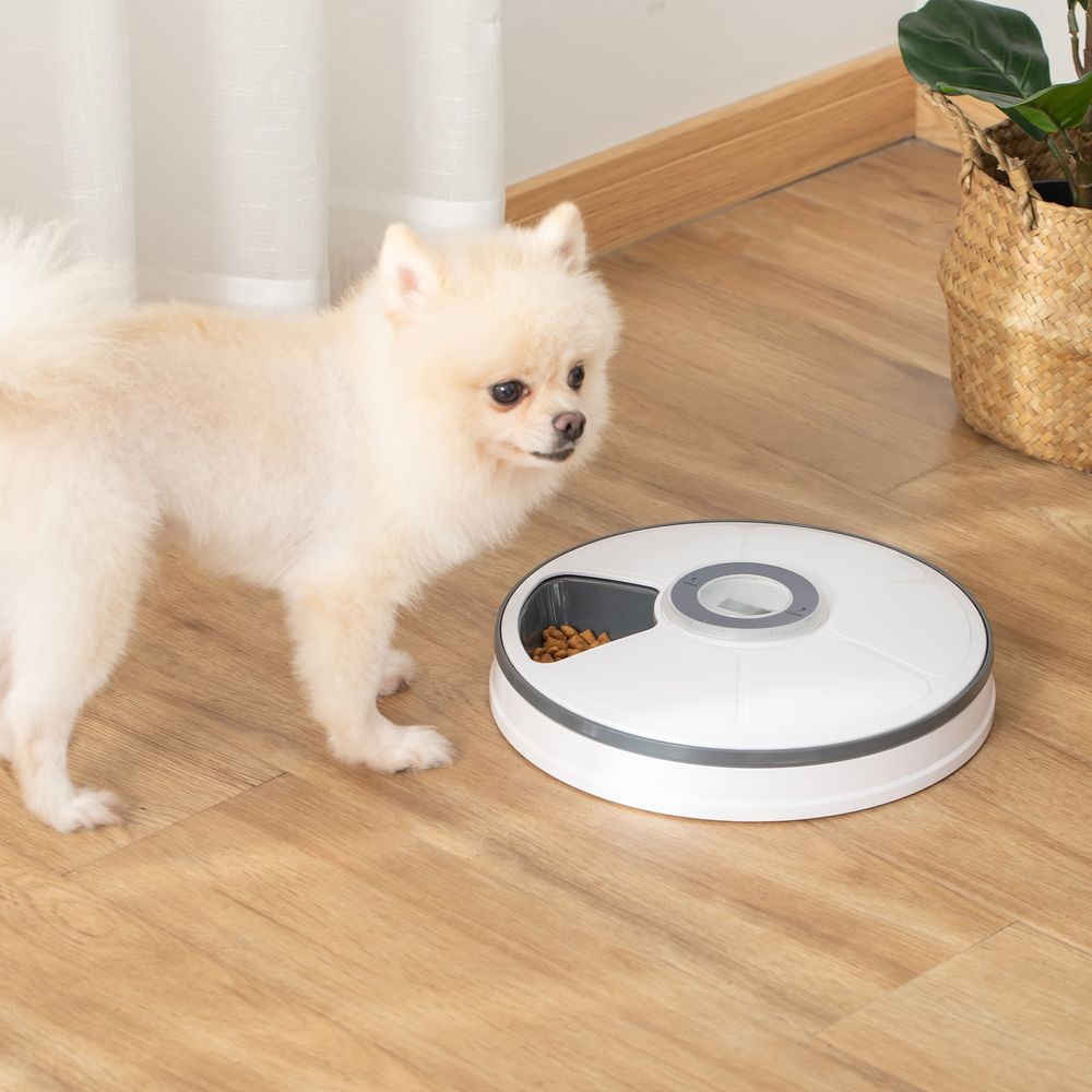 Automatic Six-Meal Pet Feeder with Digital Timer & LED Display | Easy-Clean Food Dispenser