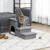 PawHut 3-Step Pet Stairs with Cat House & Storage | Dog Ramp/Steps & Bed/Sofa | Non-Slip, Comfortable & Stylish  Grey