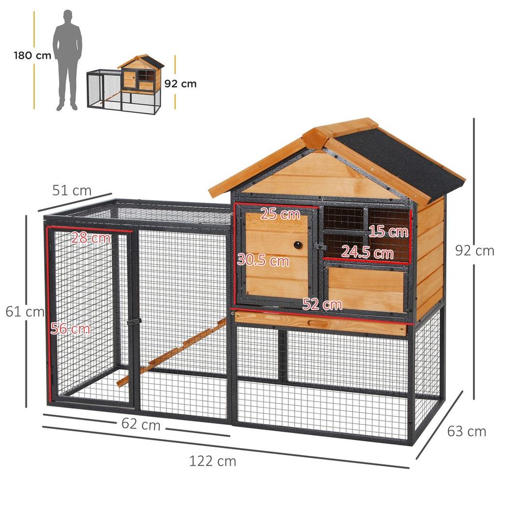 Large Outdoor Rabbit Hutch with Ramp, Weatherproof Roof & Spacious House for Small Pets